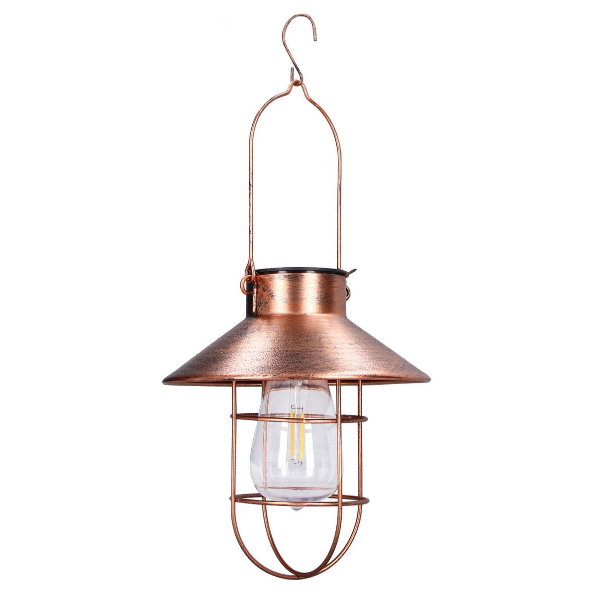 Solar Hanging Light Decorative Iron Frame LED Outdoor Retro Lantern for Garden Yard Porch
