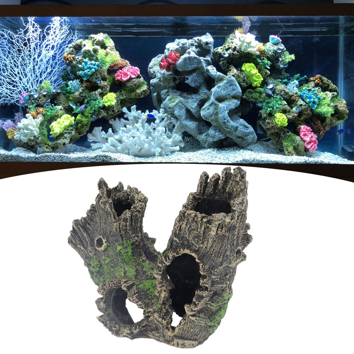 Aquarium Tree Stump Hole Exquisite Shrimp Dodging House Hollow Tree Hole Resin Crafts Decorations