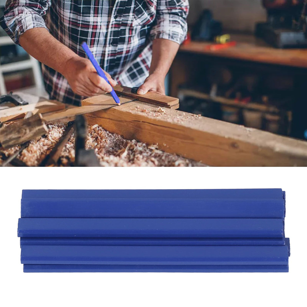 7in Carpenter Pencil Set with Sharpener Flat Octagonal Woodworking Pencil Wood Marking Pencil for Carpentry