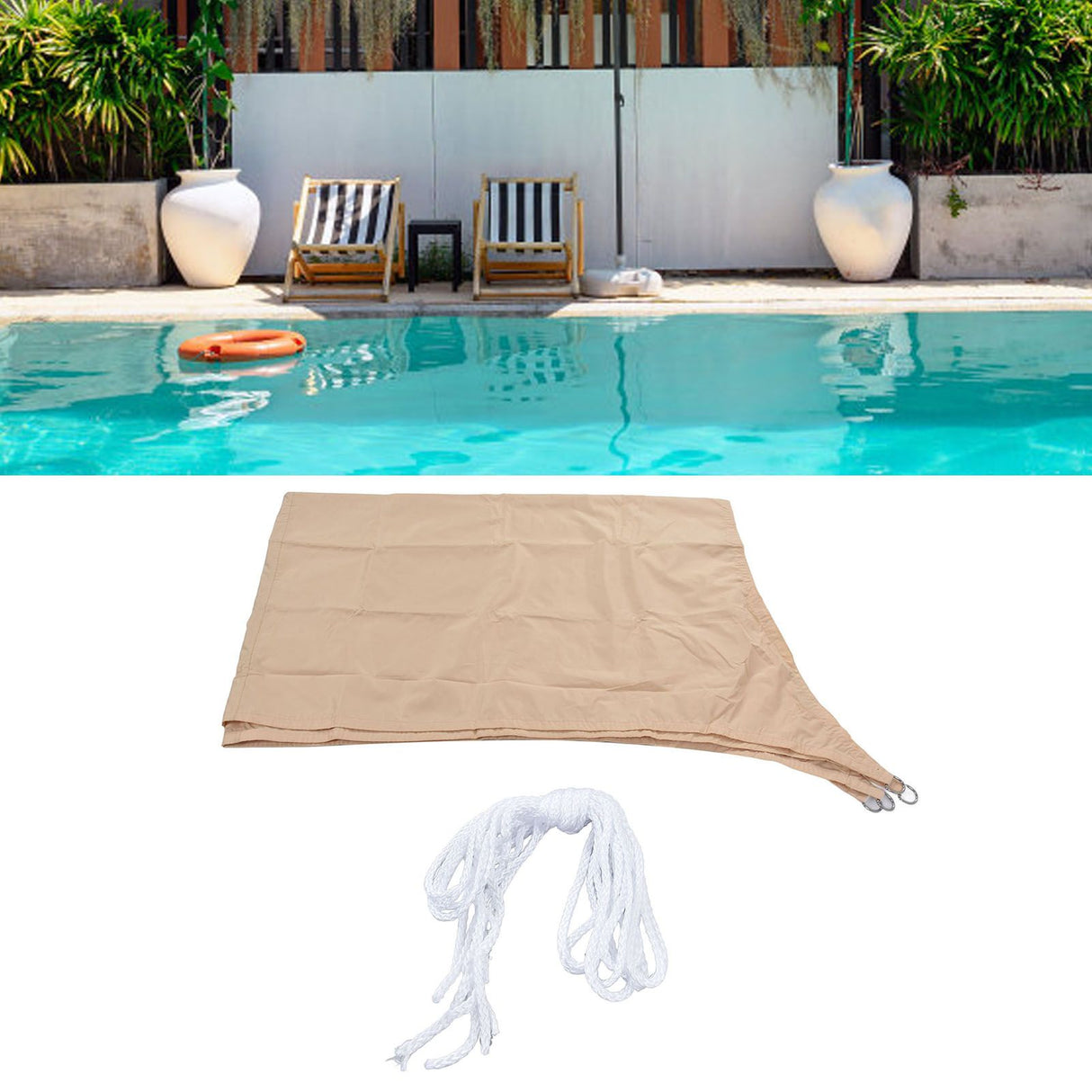 Sun Shade 2x3m Quadrangle Beige Wear Resistant Durable Polyester Waterproof Widely Used Portable Lightweight Shade Sail