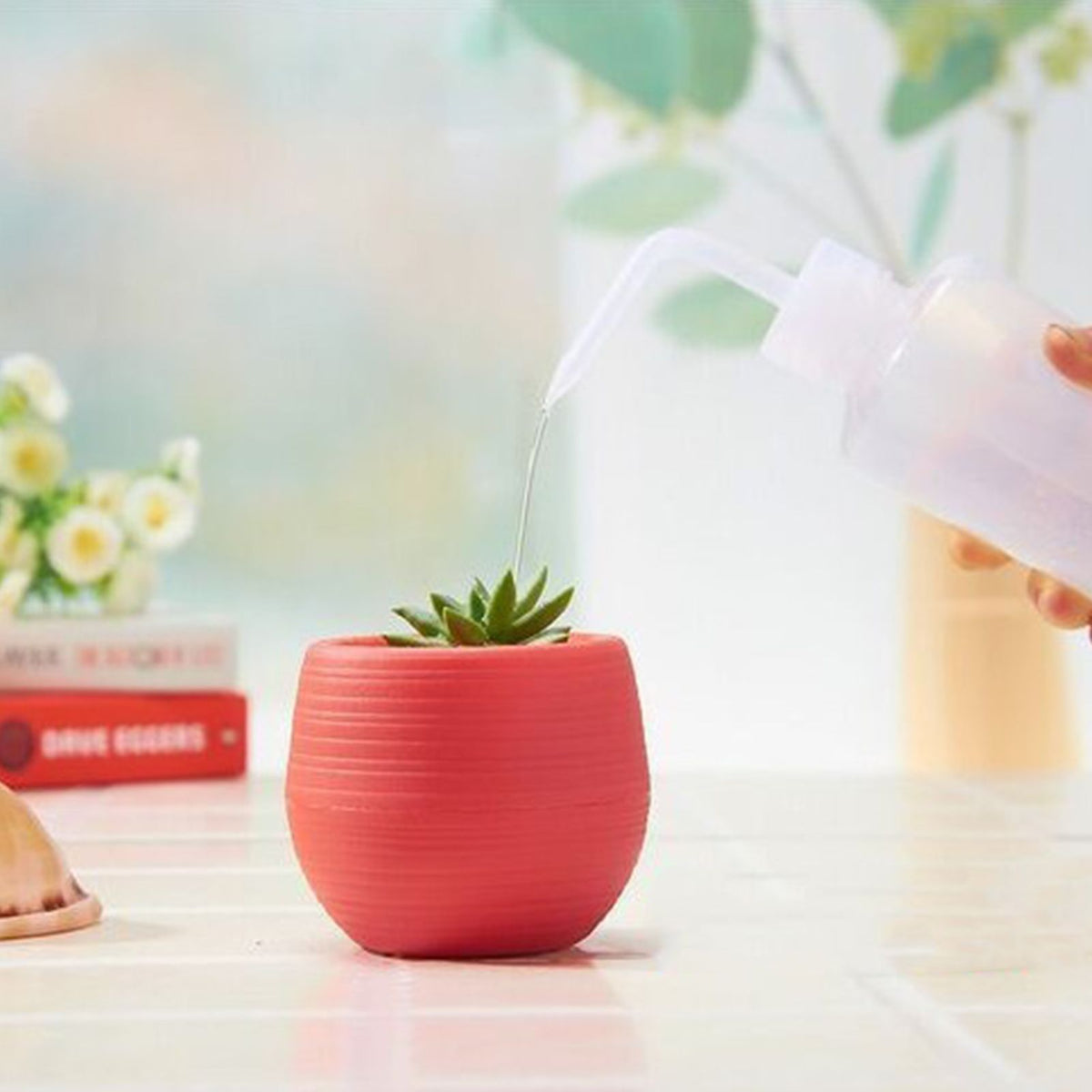 Succulent Pot Mini Seedling Flower Container Plastic Flower Pot for Garden Courtyard BalconyWine Red