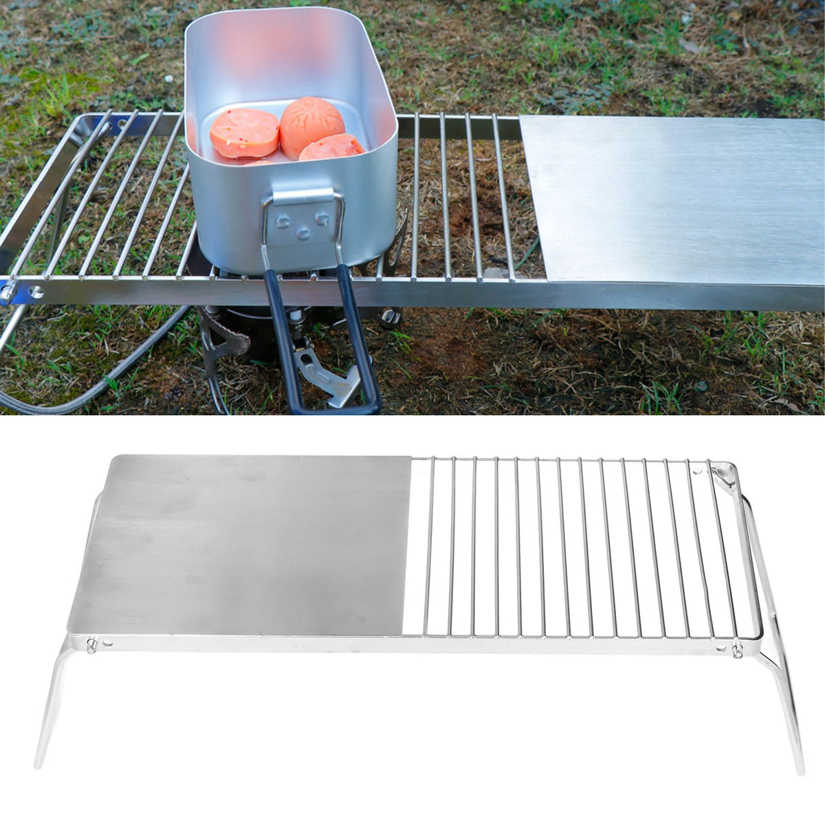 Grill Stand Multifunctional Folding Stainless Steel Outdoor Kitchen Stand for BBQ Grilling Camping Trip Travel