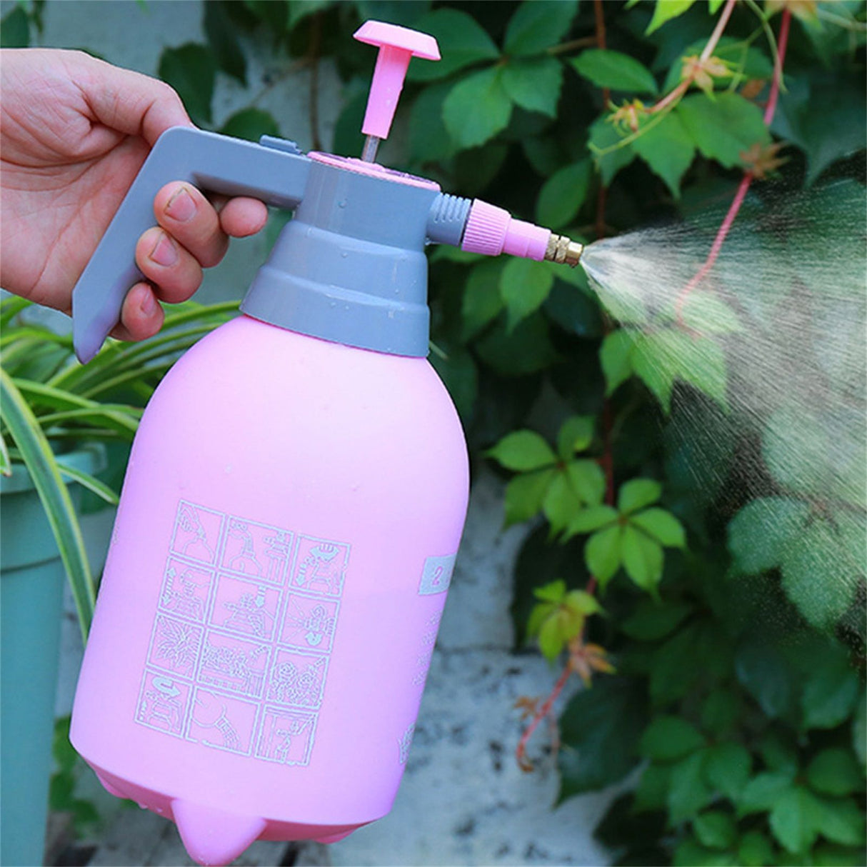2L Spray Bottle Plastic Watering Pot High Air Pressure Thickened Water Sprayer for GardenPink