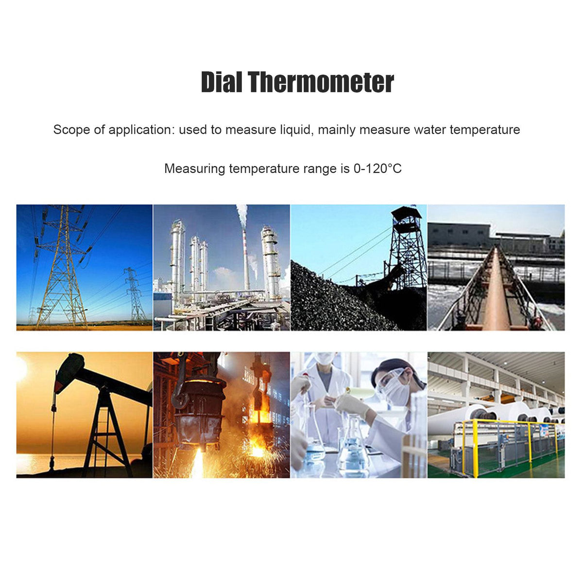 Dial Thermometer 0‑120°C Measuring Range Copper Sensor Clear Temperature Scale 52mm/2.0in Thermometer for Liquid