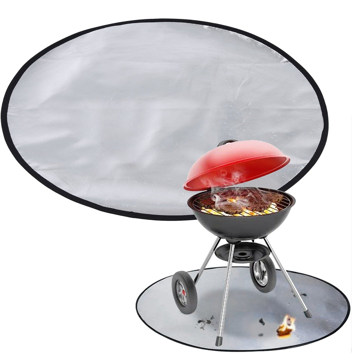 Fire Pit Mat Heat Resistant Grill Deck Protector Double Sided Round Lawn Mat for Outdoor Camping101.5cm / 40in