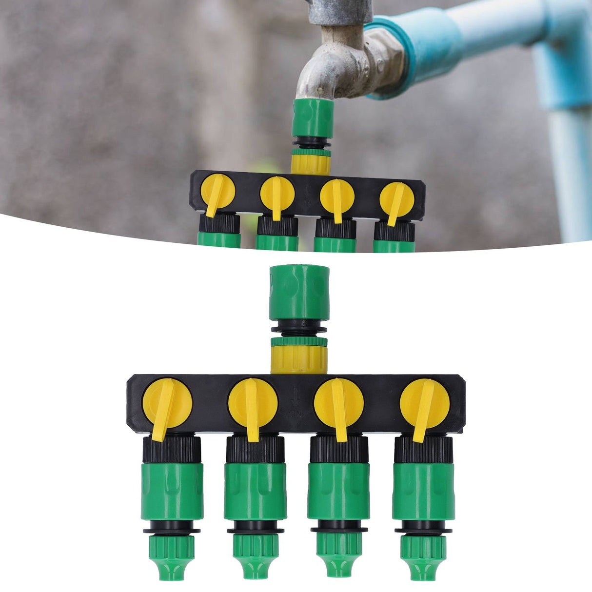 Water Hose Splitter ABS Material 4 Way Stainless Durable Garden Irrigation Faucet Splitter for Patio Farm