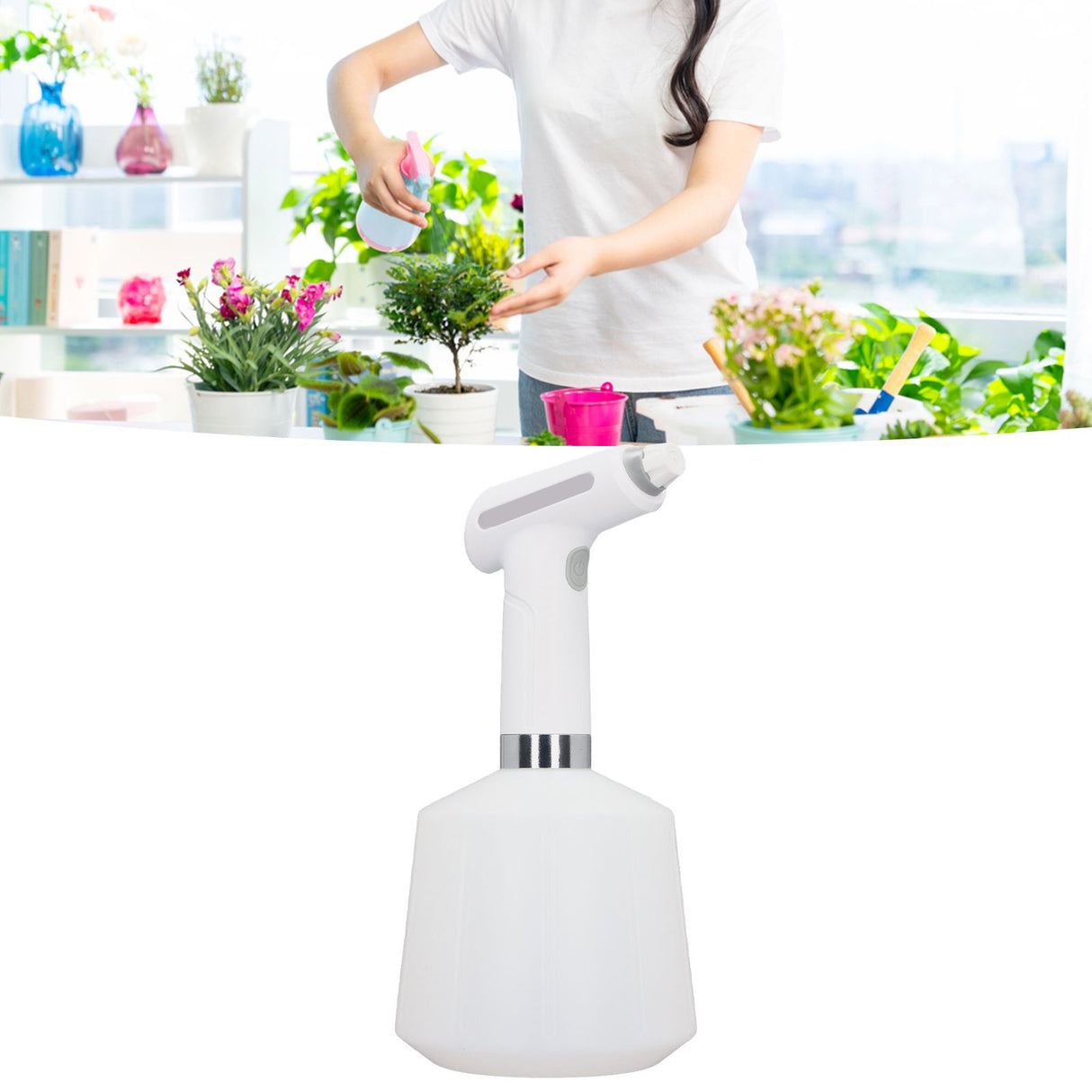 Electric Plant Spray Bottle 3.7V Waterproof Easy Control Battery Indicator USB Charging Adjustable Volume Plant Mister1.5L