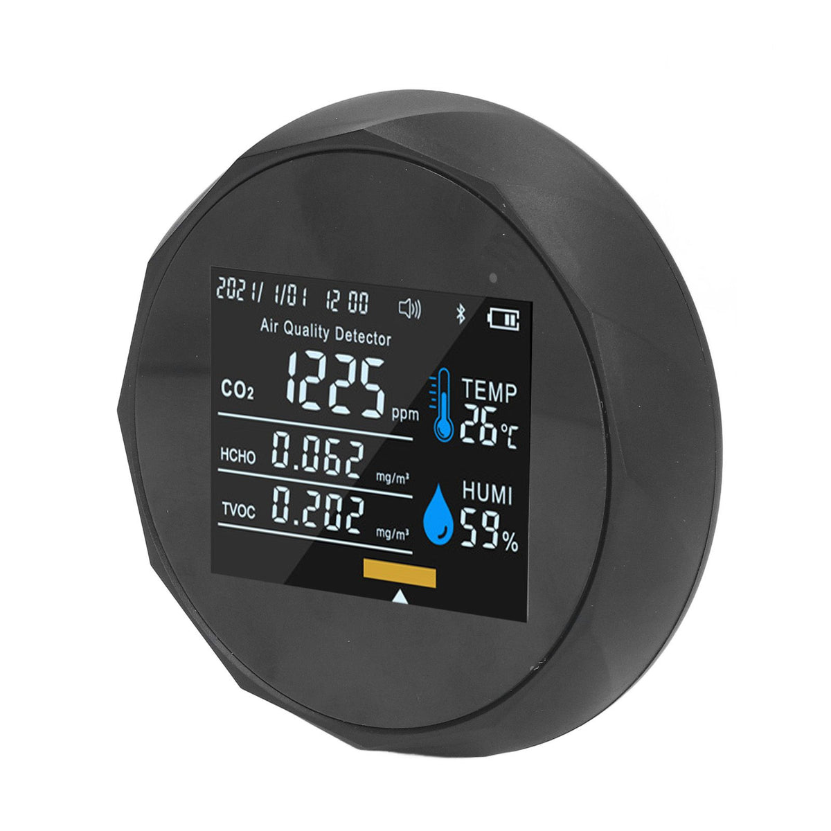 Air Quality Monitor Real Time Intelligent Color Screen Display USB Charging Portable Digital Air Quality Detector 5VBlack