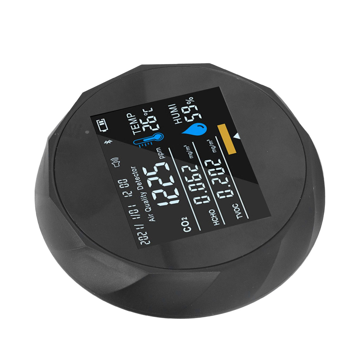 Air Quality Monitor Real Time Intelligent Color Screen Display USB Charging Portable Digital Air Quality Detector 5VBlack