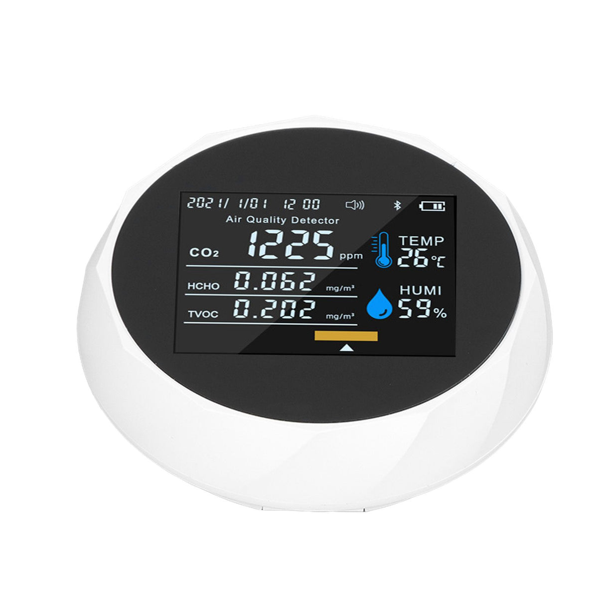 Air Quality Monitor Real Time Intelligent Color Screen Display USB Charging Portable Digital Air Quality Detector 5VWhite