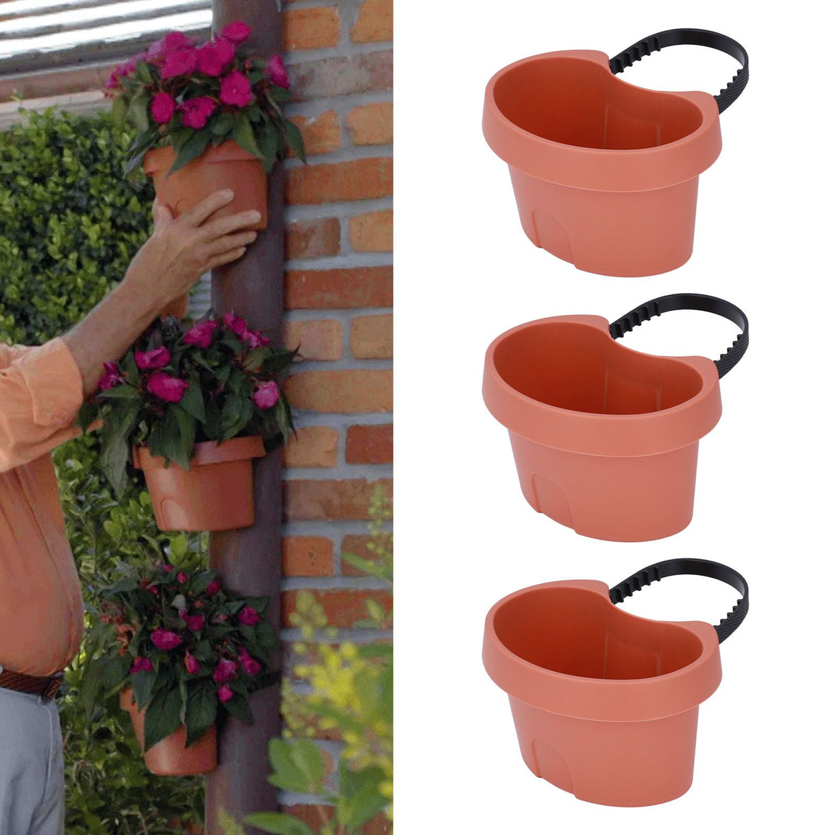 Flower Pot with Adjustable Strap Plastic Drain Pipe Flower Container Succulent Seedling Pot for Outdoor Balcony