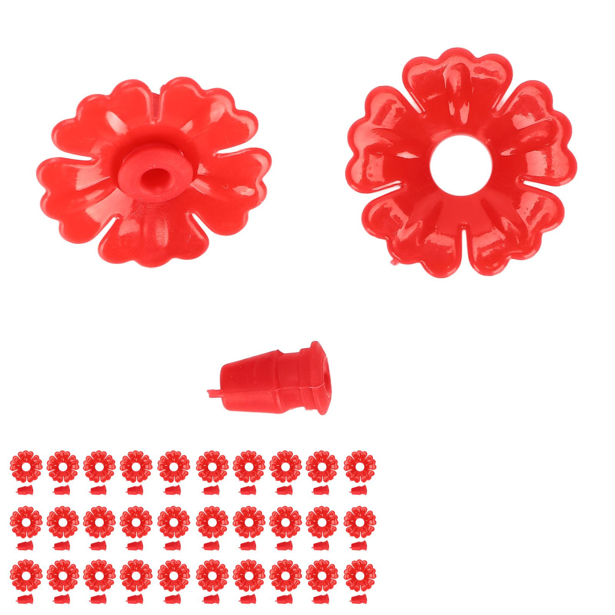 30 Set Hummingbird Feeder Flowers Hanging Bird Feeding Ports Replacement Parts Garden SuppliesRed