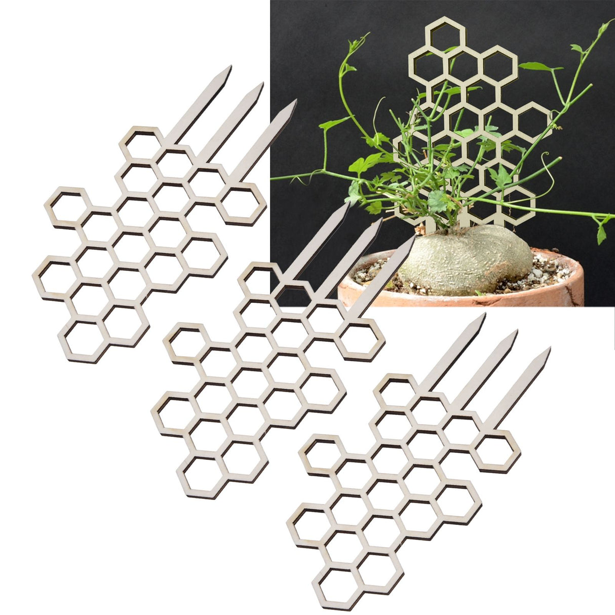 3PCS Potted Plant Trellis DIY Wood Plant Climbing Support Holder for Outdoor Garden Balcony