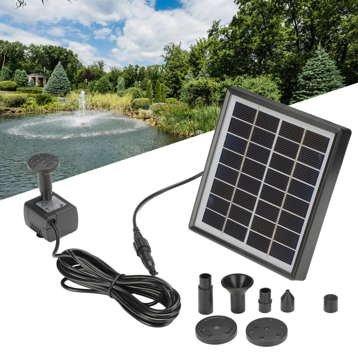 Solar Fountain Pump Energy Saving High Efficiency Black Solar Fountain for Garden Bird Bath Small Pond 2W