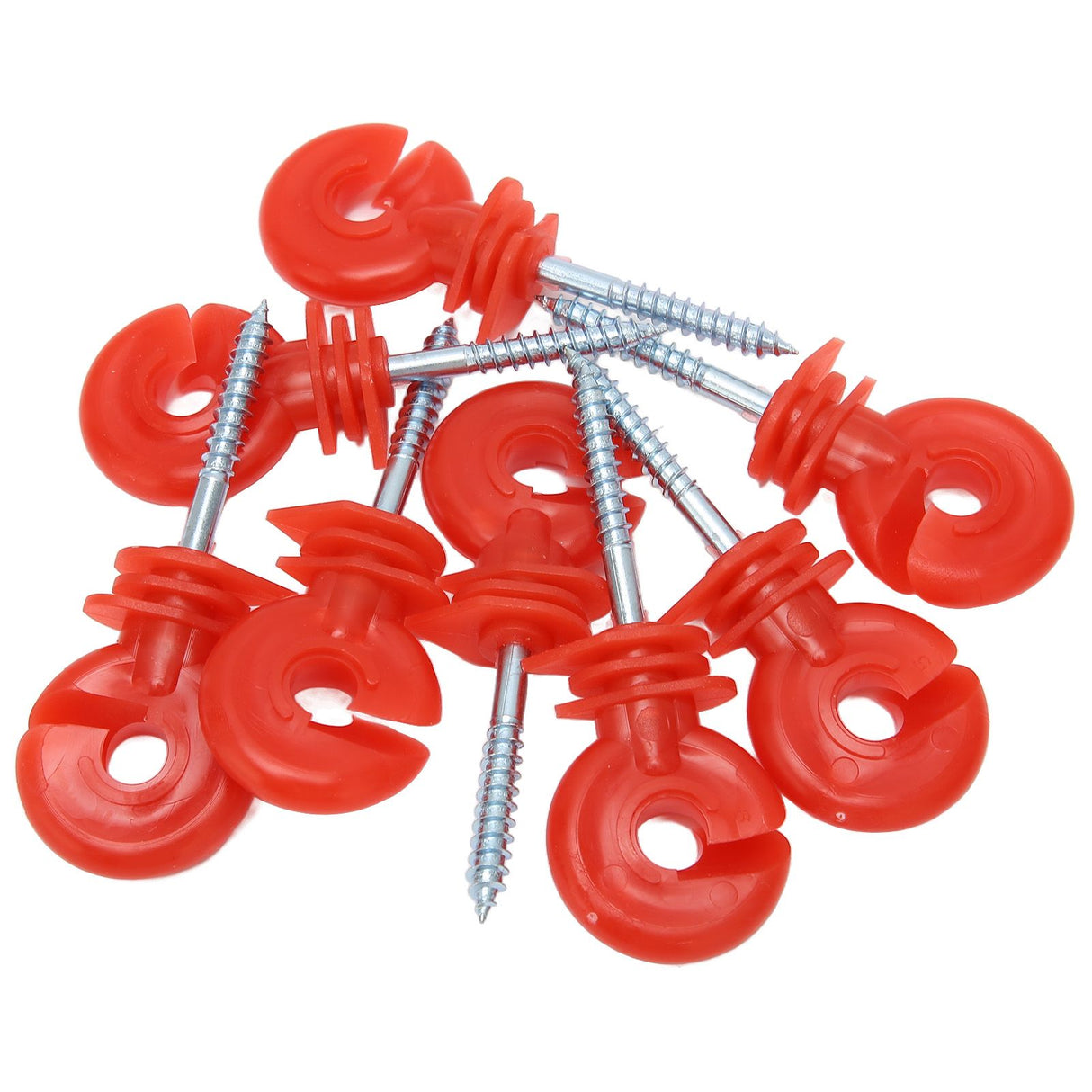 50PCS Fence Insulator Screw In Rainproof Sun Protection Plastic Steel Electric Fence Insulators for Electronic Fence Red