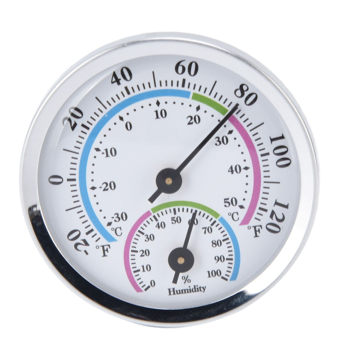 Mini Indoor Thermometer Hygrometer 2 in 1 Compact Structure Clear Scale Silver Humidity Monitor Gauge for Greenhouses