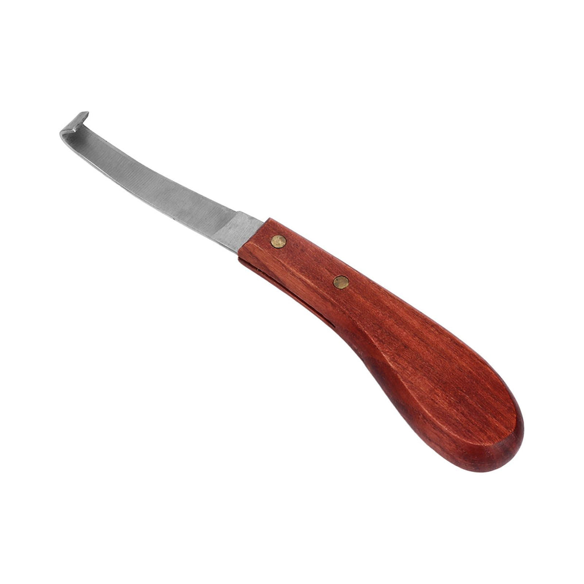 Horse Hoof Knife Hoof Trimming Tool with Wooden Handle Stainless Steel Blade for Farm Single Edged Left Hand