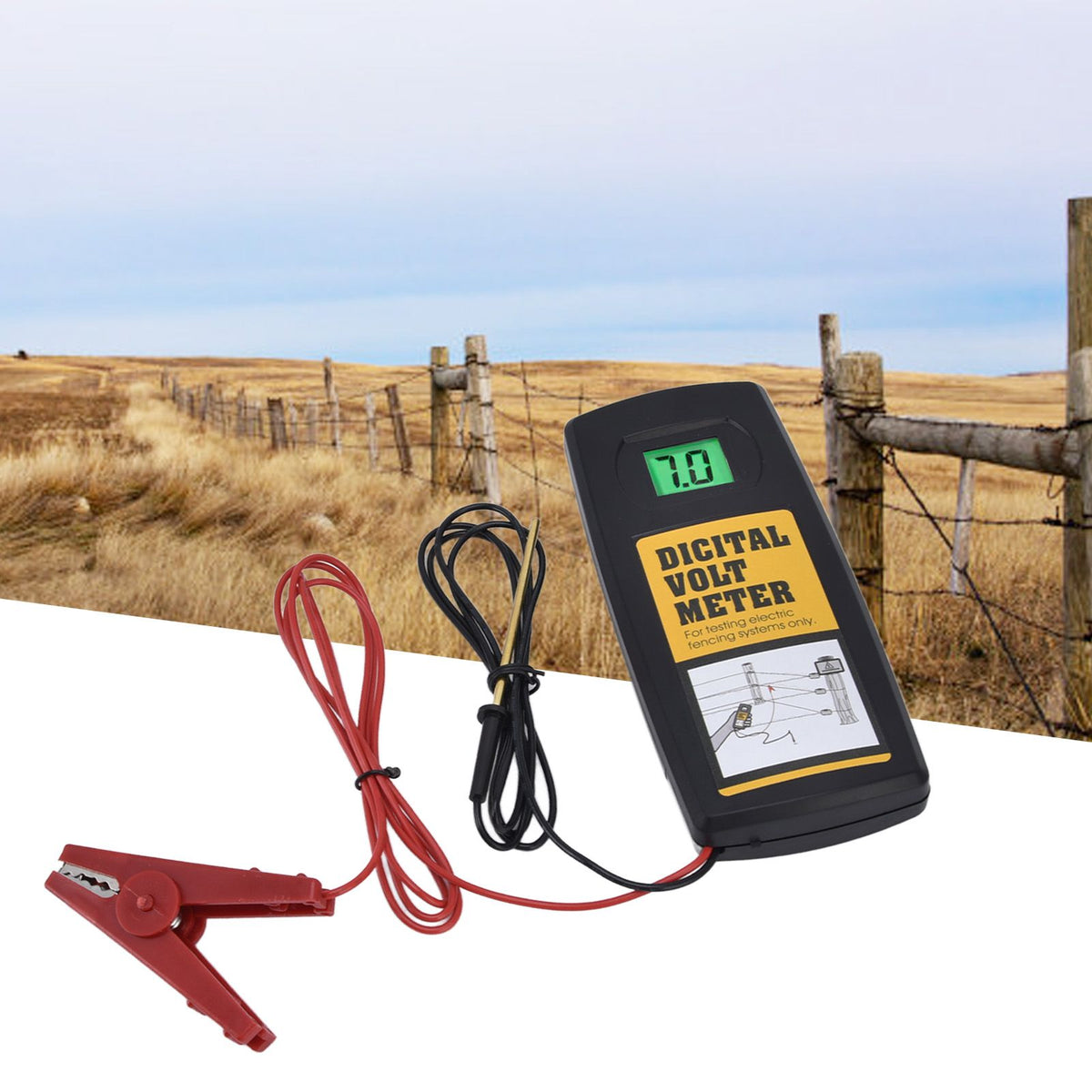 Electric Fence Voltage Meter 9.9KV LCD Digital Display Voltage Tester with Backlight 200‑9900V