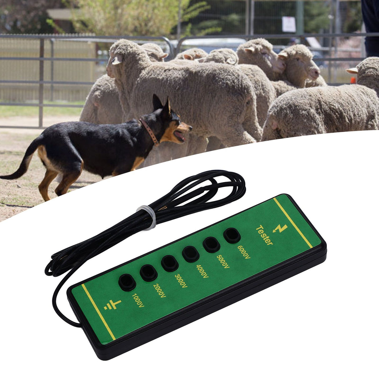 Electric Fence Voltage Tester 6 Indicator Light Maximum 6000V Animal Fence Fault Finder for Farms Livestock Enclosures