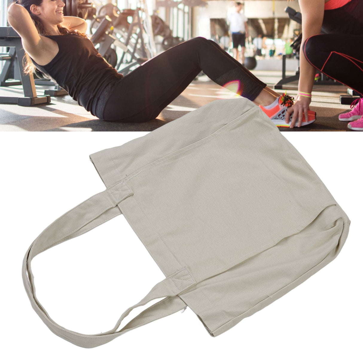 Yoga Tote Bag Large Capacity Portable Yoga Mat Carrier for Office Workout Travel Beach Gym Khaki