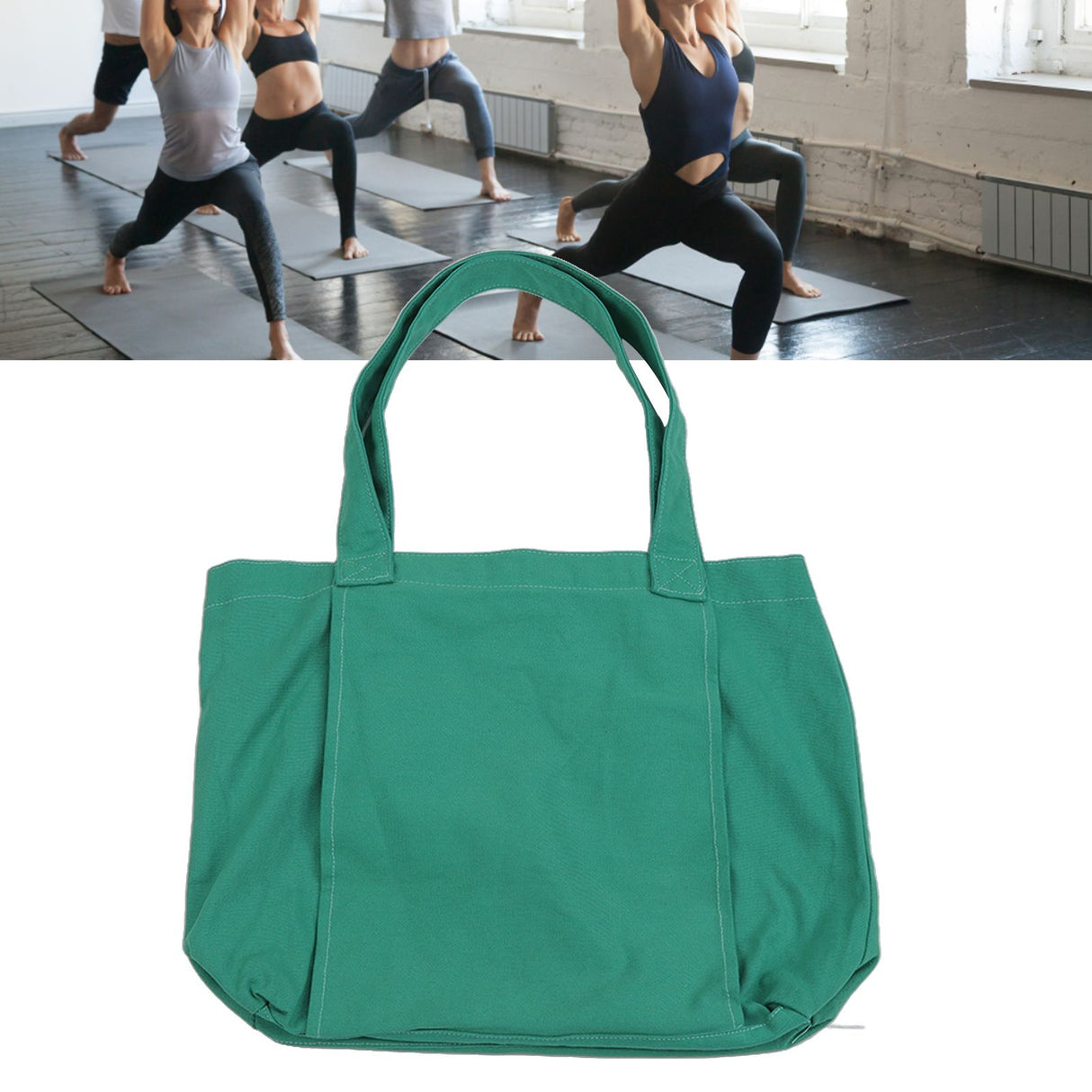 Yoga Tote Bag Large Capacity Portable Yoga Mat Carrier for Office Workout Travel Beach Gym Green