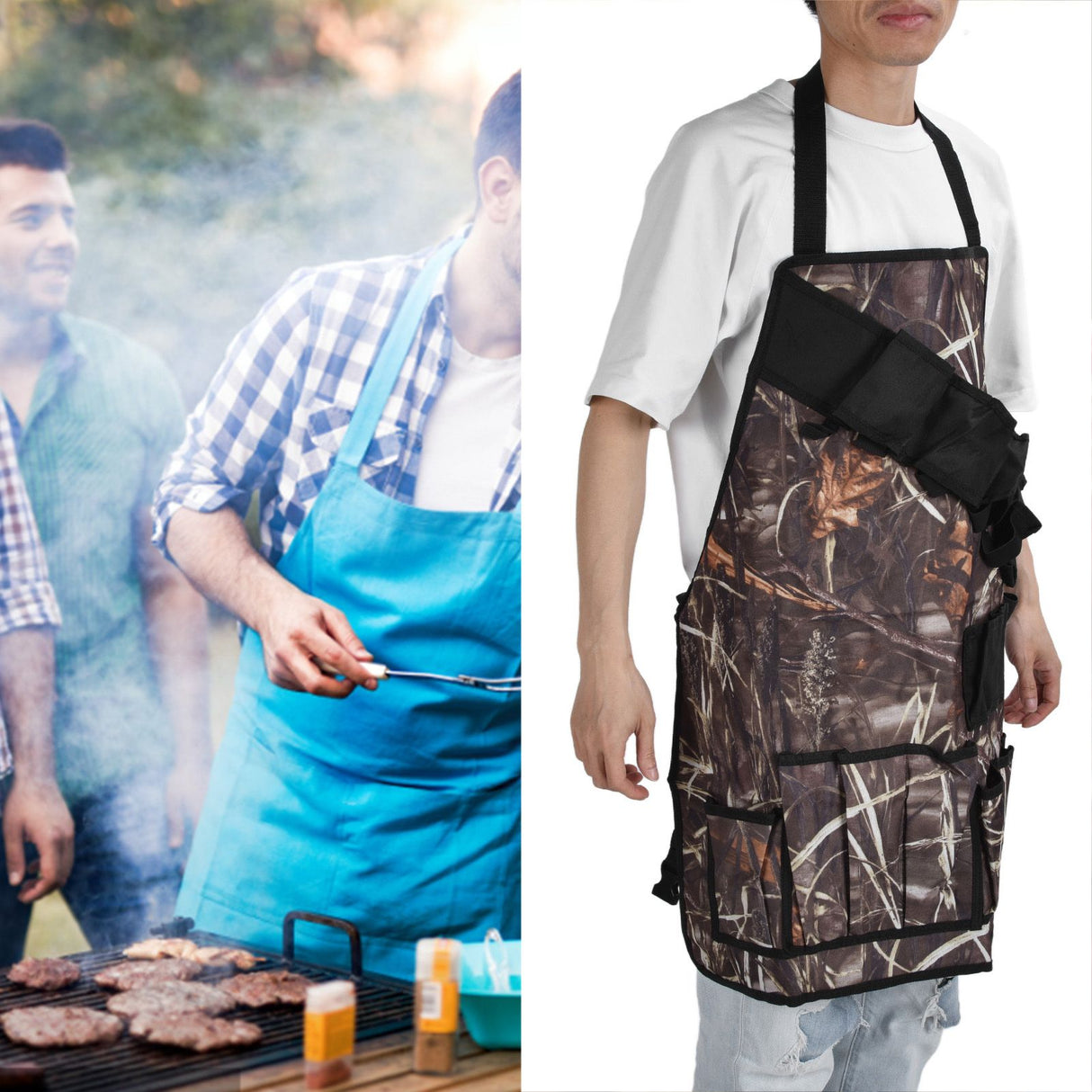 BBQ Apron Oxford Cloth Lightweight Kitchen Chef Grilling Apron for BBQ Grilling Cooking Reed Color