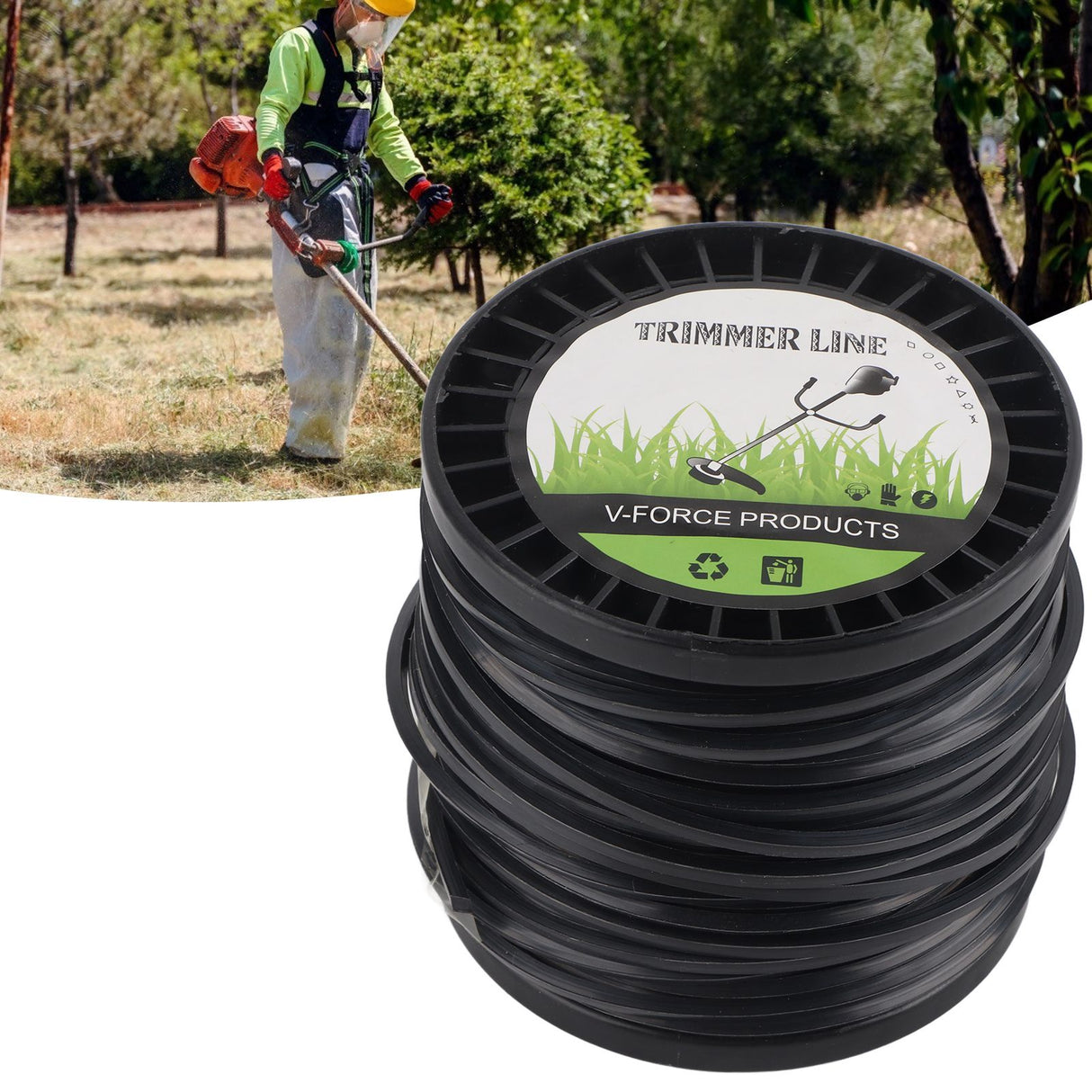 3.3mm String Trimmer Line High Cutting Efficiency Low Noise Quadrate Black Trimmer Line for Most Lawn Mowers Farm 50m