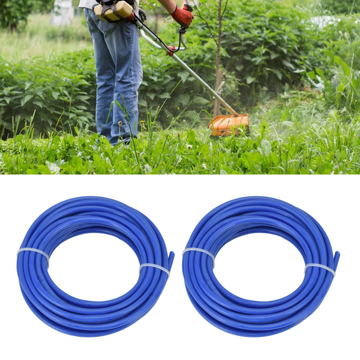 2PCS 4mm String Trimmer Line Nylon Round Trimmer Line Blue Lawn Mower Accessories for Husqvarna 5m / 16.4ft