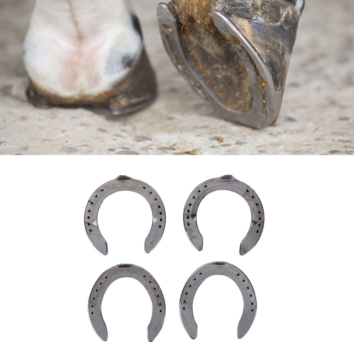 4pcs Horseshoes Aluminum Alloy Light Weight Reliable Practical Horse Riding Accessory for Racecourse Farm No. 4