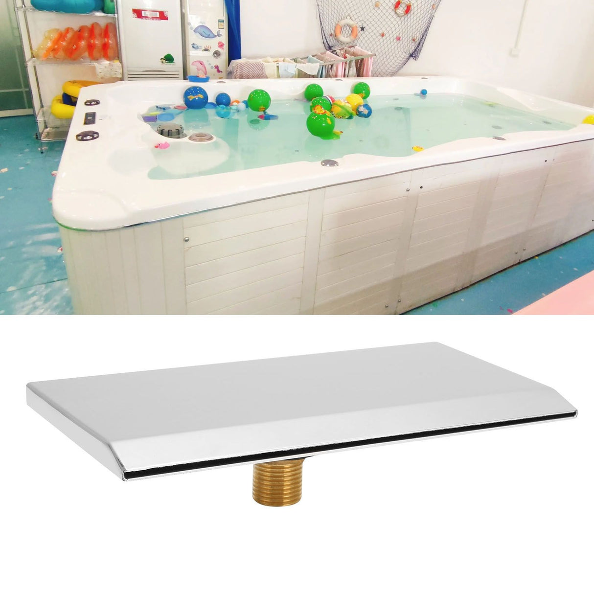 Waterfall Tub Spout G1/2 External Thread SPA Bathroom Pool Swimming Pool Silver Wall Mounted Waterfall Outlet Nozzle