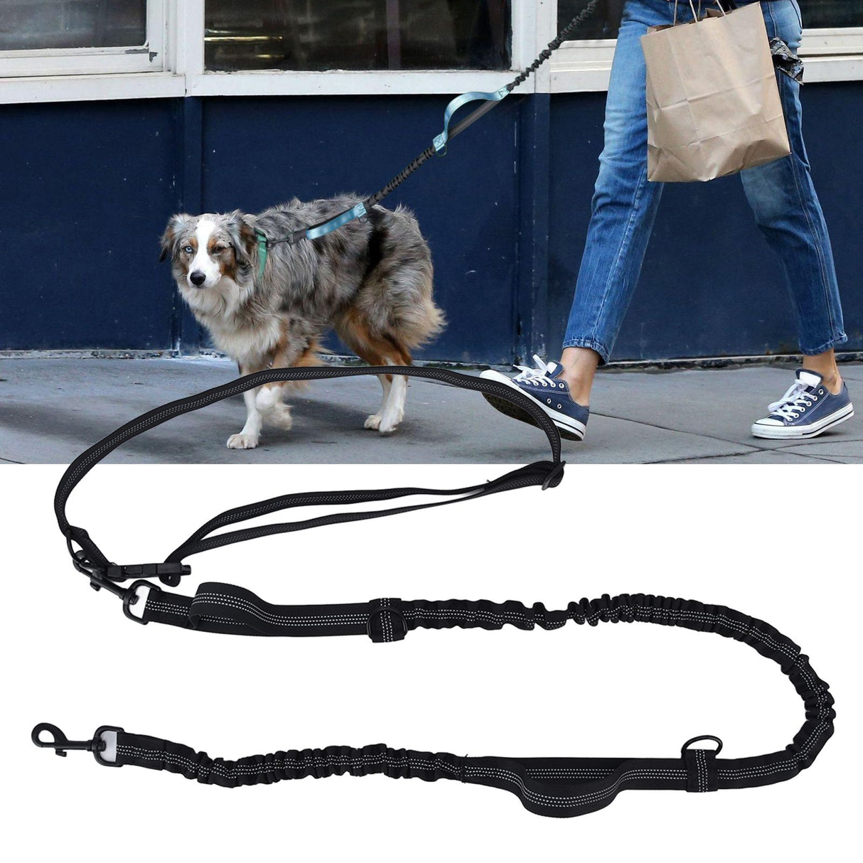 Pet Leash Reflective Retractable Portable Adjustable Dog Traction Rope for Pets Dogs Black