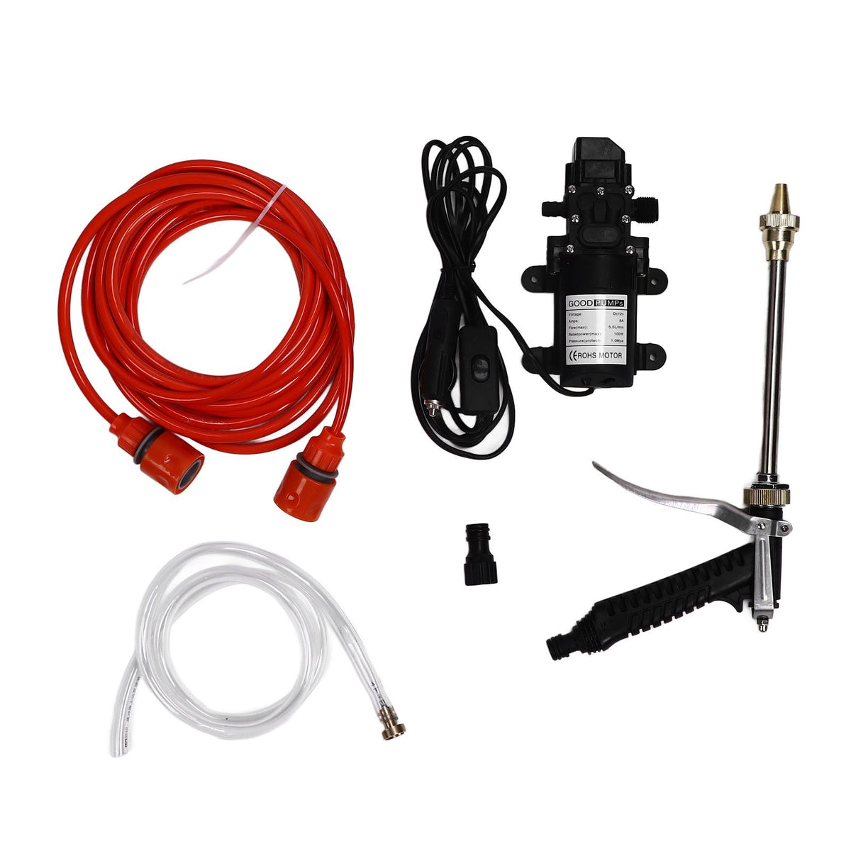 12V 100W Water Pump High Pressure Garden Water Sprinkler Kit G1/2 External Thread Portable Pressure Washer for Car Washing