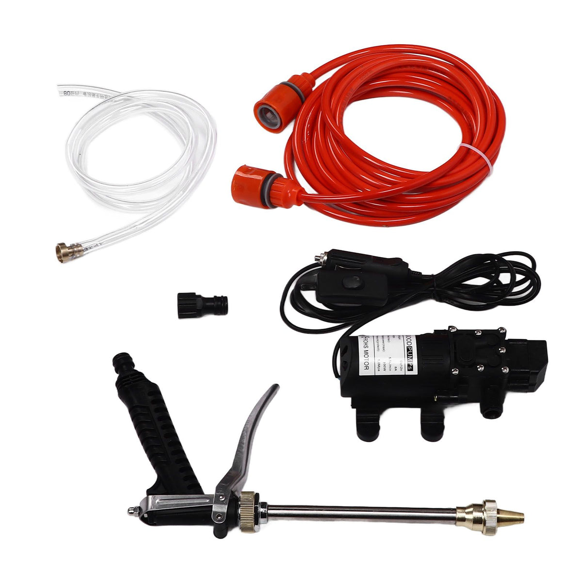 12V 100W Water Pump High Pressure Garden Water Sprinkler Kit G1/2 External Thread Portable Pressure Washer for Car Washing