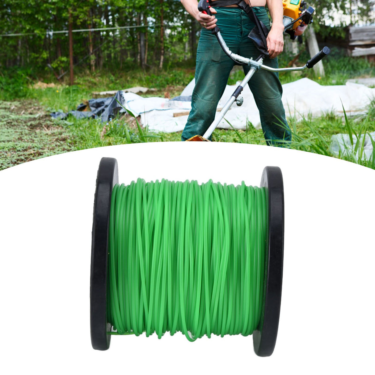 2mm String Trimmer Line Round Grass Trimmer Line Green Lawn Mower Line for Husqvarna 100m / 328.1ft