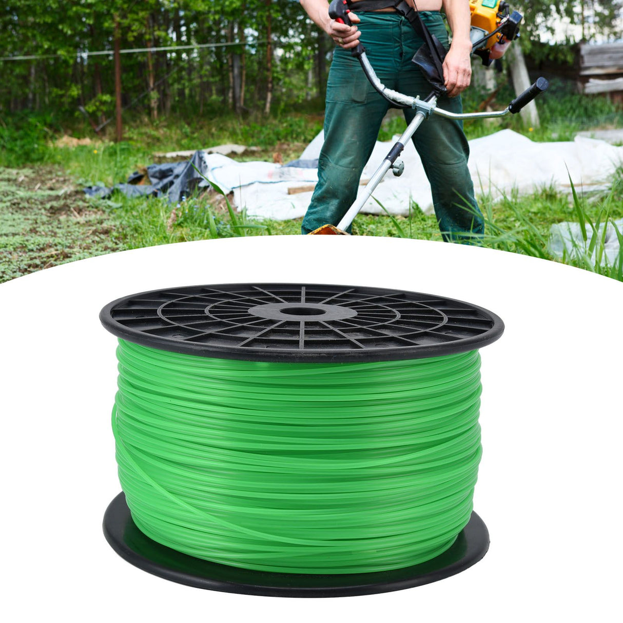 2mm String Trimmer Line Round Grass Trimmer Line Green Lawn Mower Line for Husqvarna 372m / 1220.5ft