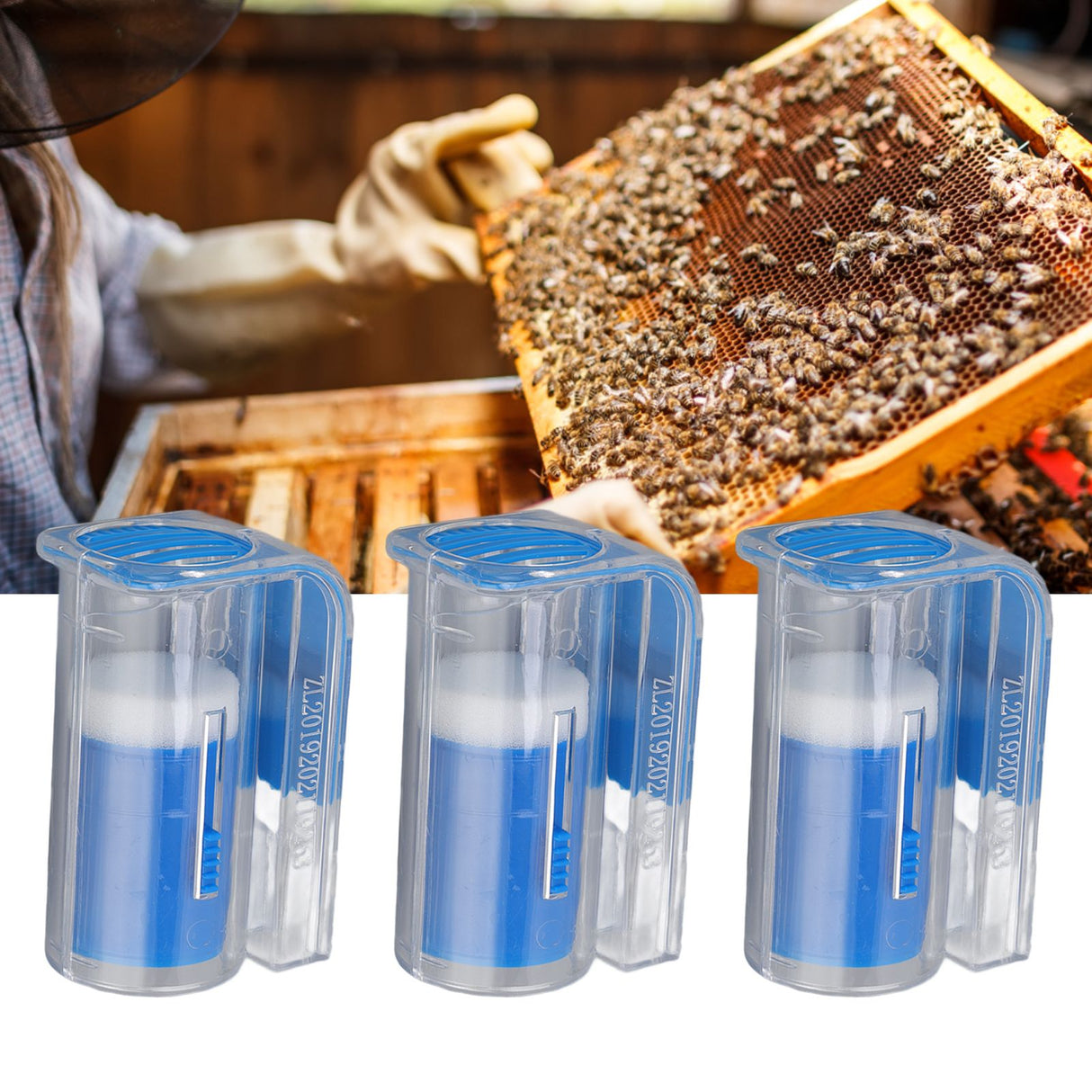3Pcs Queen Bee Marking Cage Catcher Plastic One Handed Bee Queen Marker Bottle Beekeeping Tools for Beekeepers Blue