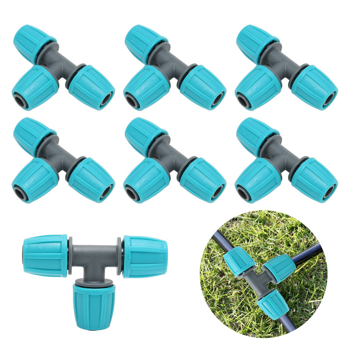 20PCS 16mm Tee Pipe Connector PE Irrigation Tubing Tee for Greenhouses Gardens Agriculture 9.3x6CM