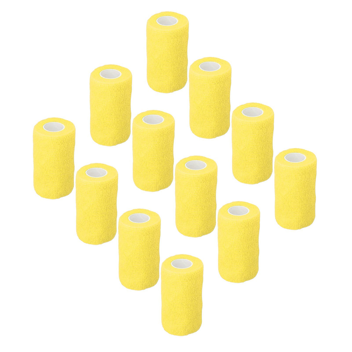 12Pcs Bandage Wrap Natural Latex Elastic Self Adhesive Wrap for Cows Dogs Horses 10cm Yellow