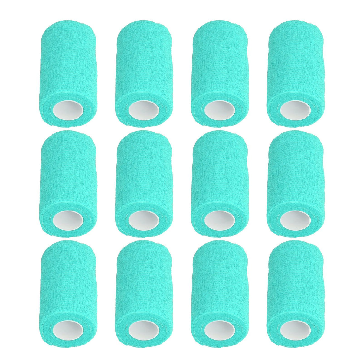 12Pcs Bandage Wrap Natural Latex Elastic Self Adhesive Wrap for Cows Dogs Horses 10cm Cyan