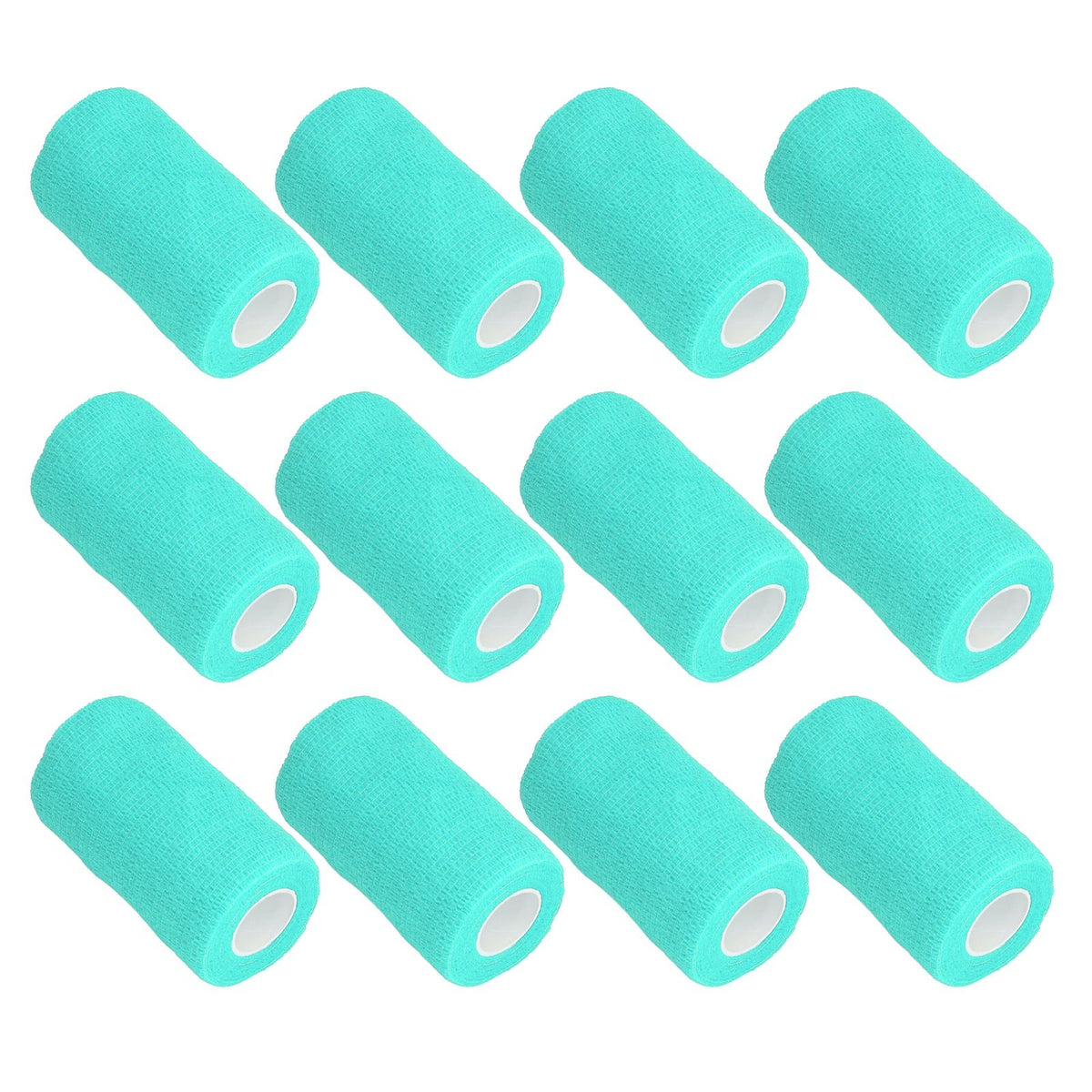 12Pcs Bandage Wrap Natural Latex Elastic Self Adhesive Wrap for Cows Dogs Horses 10cm Cyan