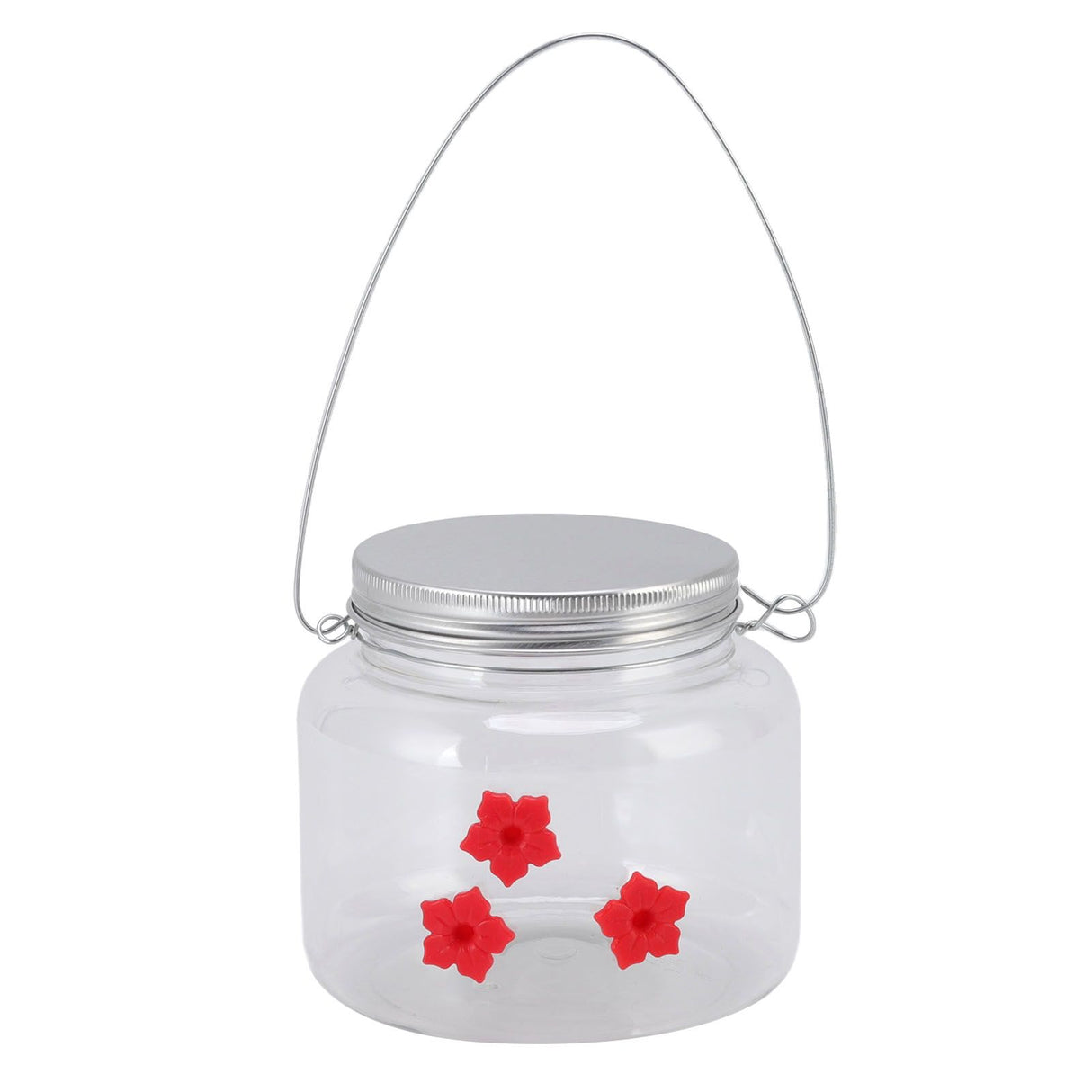 Hanging Bird Feeder 475ml Unique Red Flowers Design 3 Feeding Ports Wide Opening Easy Filling Bird Feeder