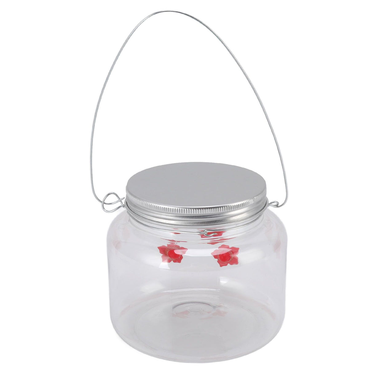 Hanging Bird Feeder 475ml Unique Red Flowers Design 3 Feeding Ports Wide Opening Easy Filling Bird Feeder