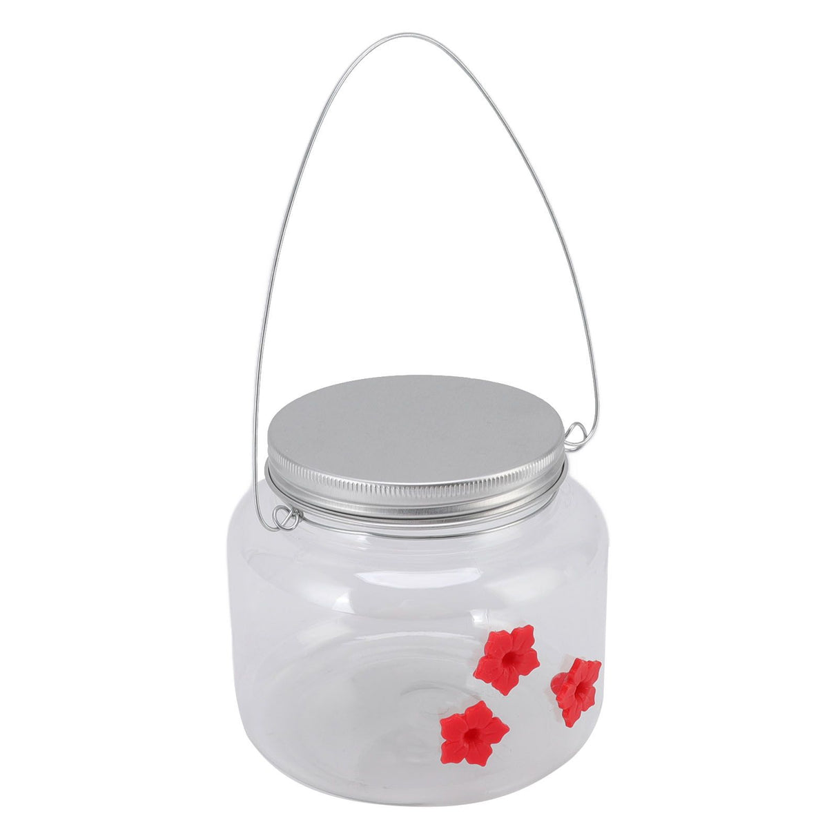 Hanging Bird Feeder 475ml Unique Red Flowers Design 3 Feeding Ports Wide Opening Easy Filling Bird Feeder