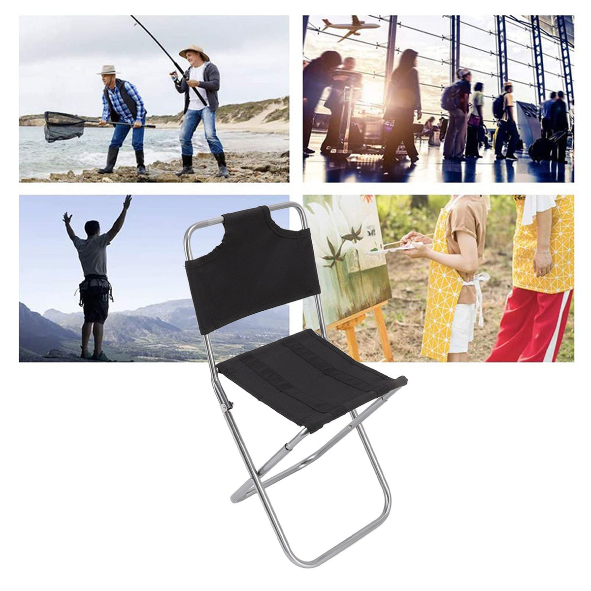 Folding Chair Breathable Fabric Portable Small Backrest Fishing Chair for Camping Barbecue Backpacking