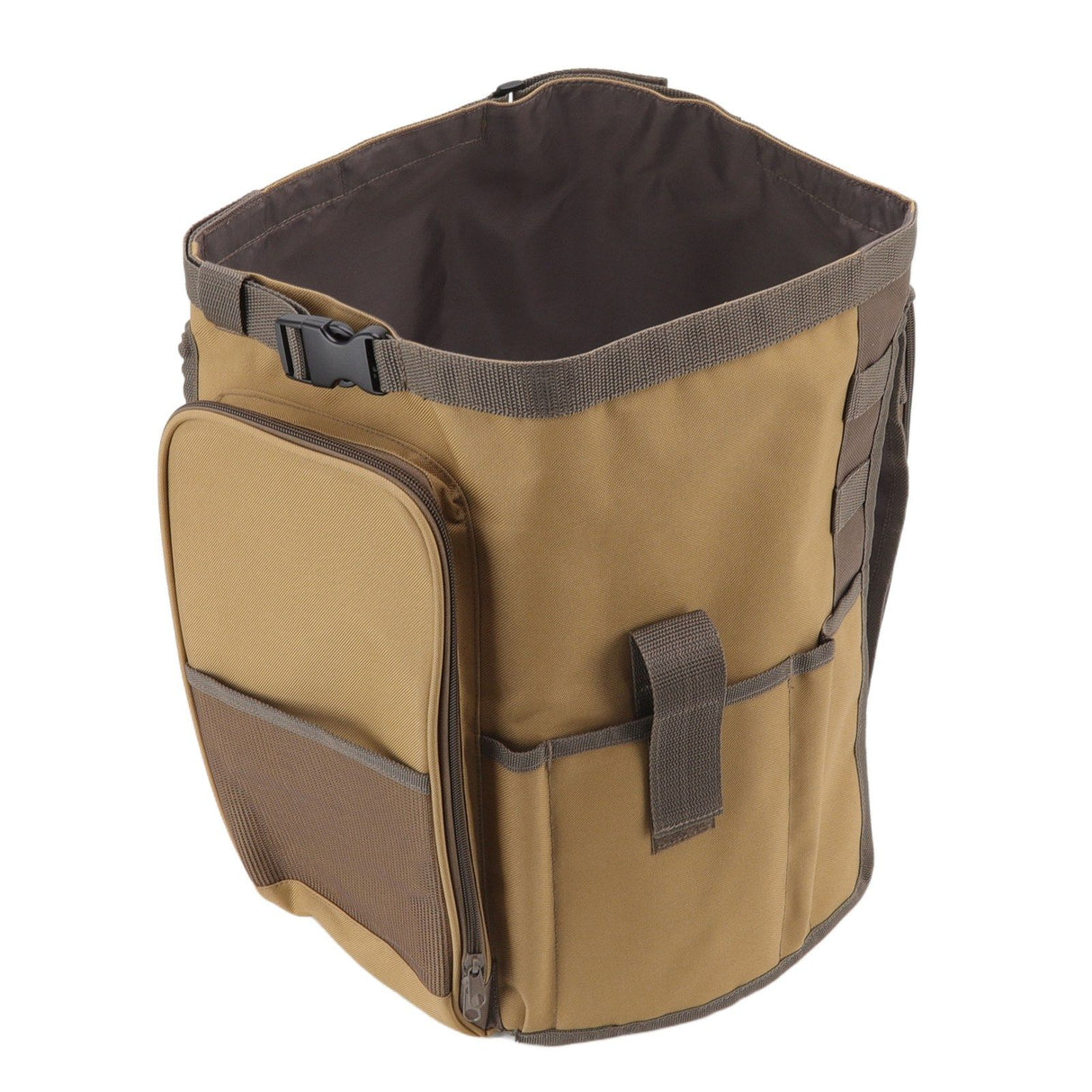 Bucket Organization Bag Round Shape Large Capacity Portable Handle Khaki Outdoor Bucket Tool Bag for Garden