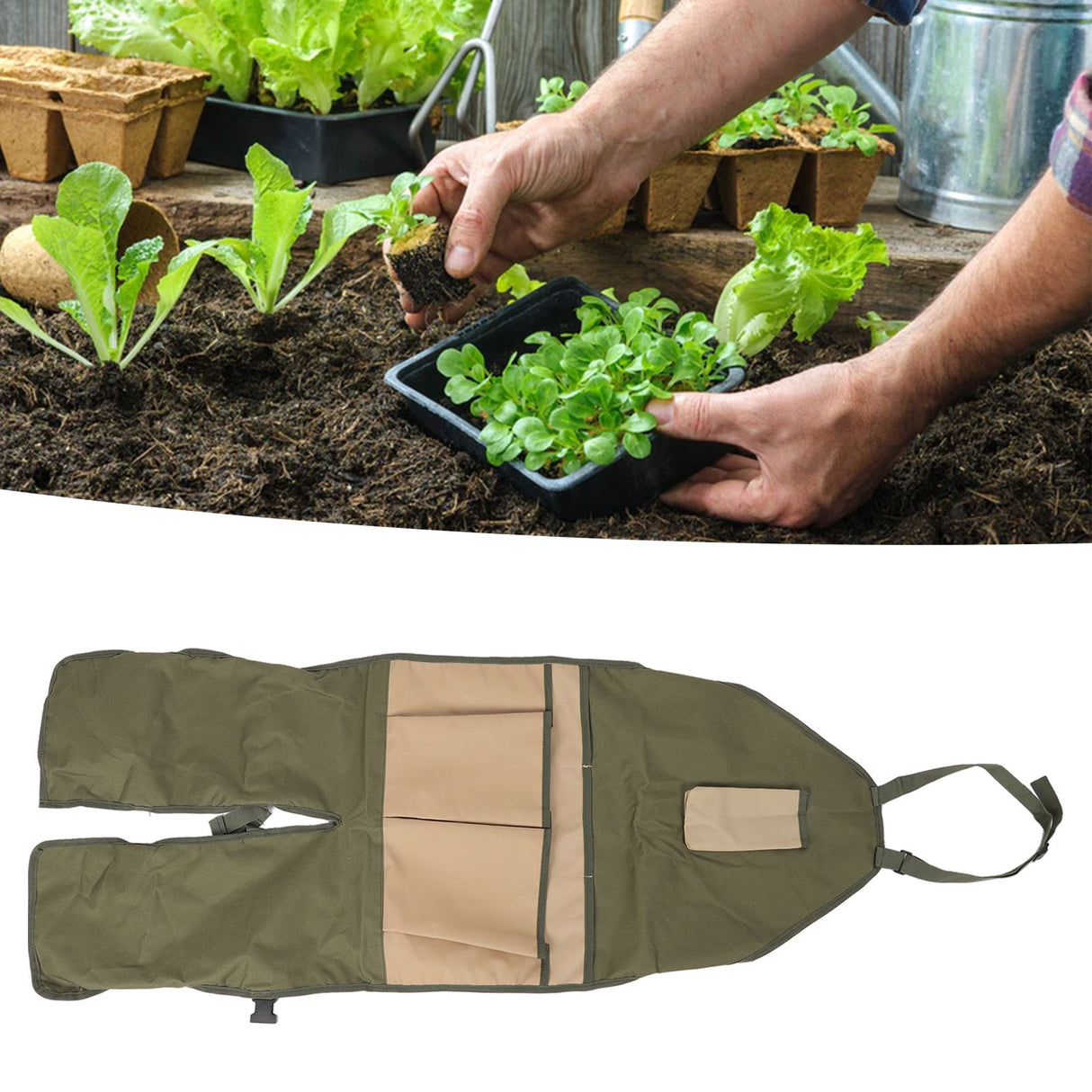 Gardening Apron 600D Oxford Fabric Wear Resistant Durable Adjustable Buckle Work Apron for Garden Yard Farm