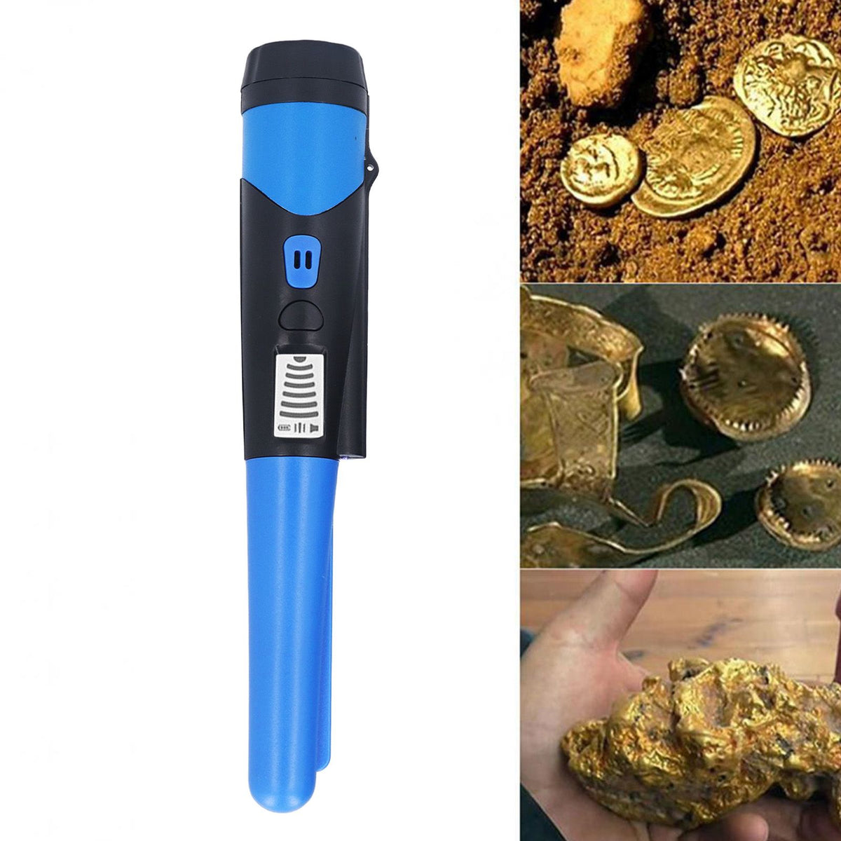 Metal Detector High Sensitivity Metal Detecting Tool with LCD Display and Flashlight Function Blue