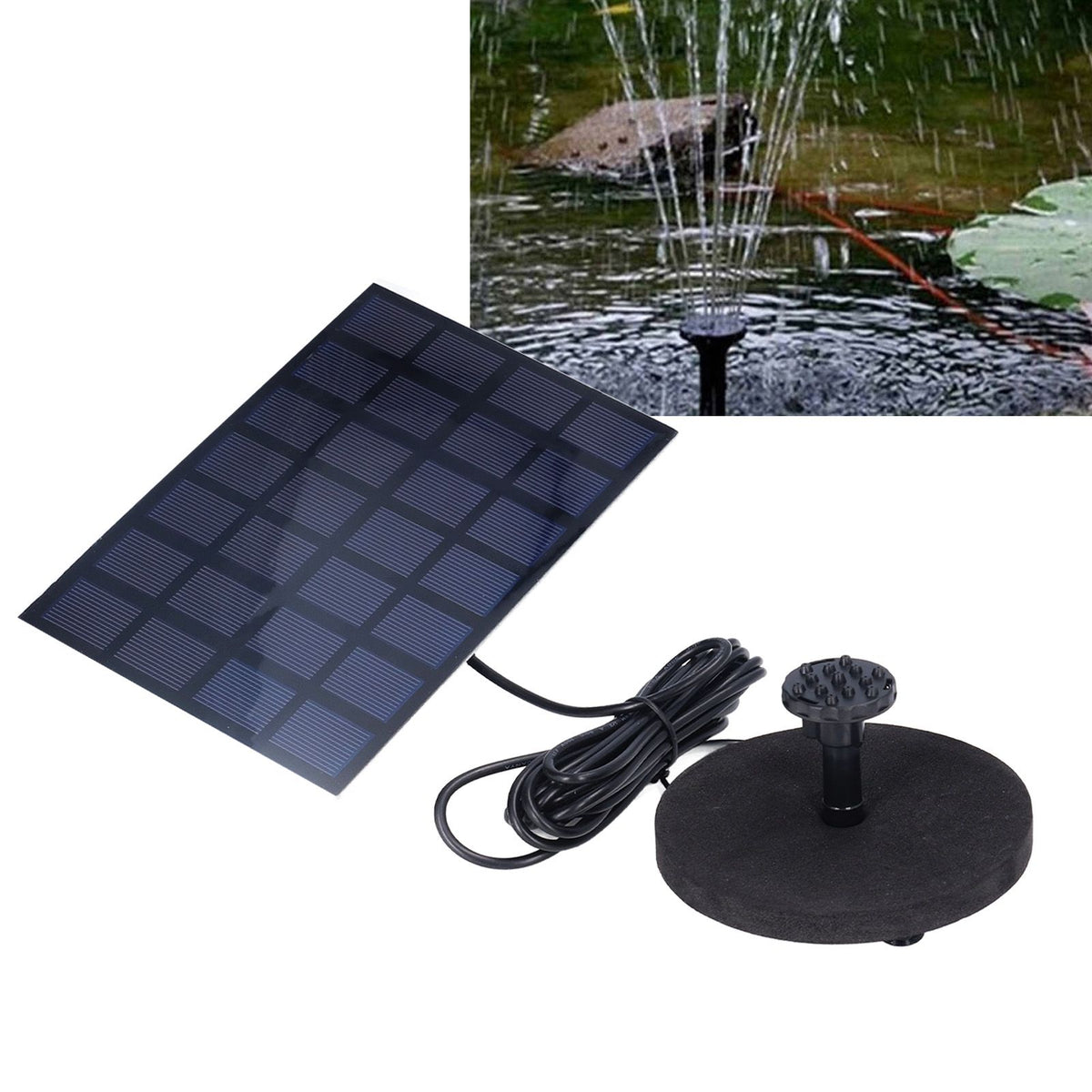 Solar Fountain Multifunctional Solar Powered Floating Fountain for Birdbath Pond Pool Fish Tank 7V 2.5W