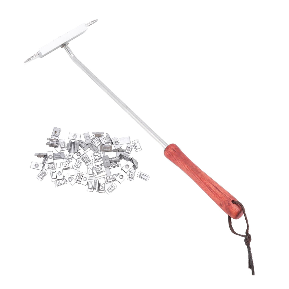 BBQ Branding Iron English Letters Stainless Steel Steak Branding Iron with Wooden Handle for Grilling