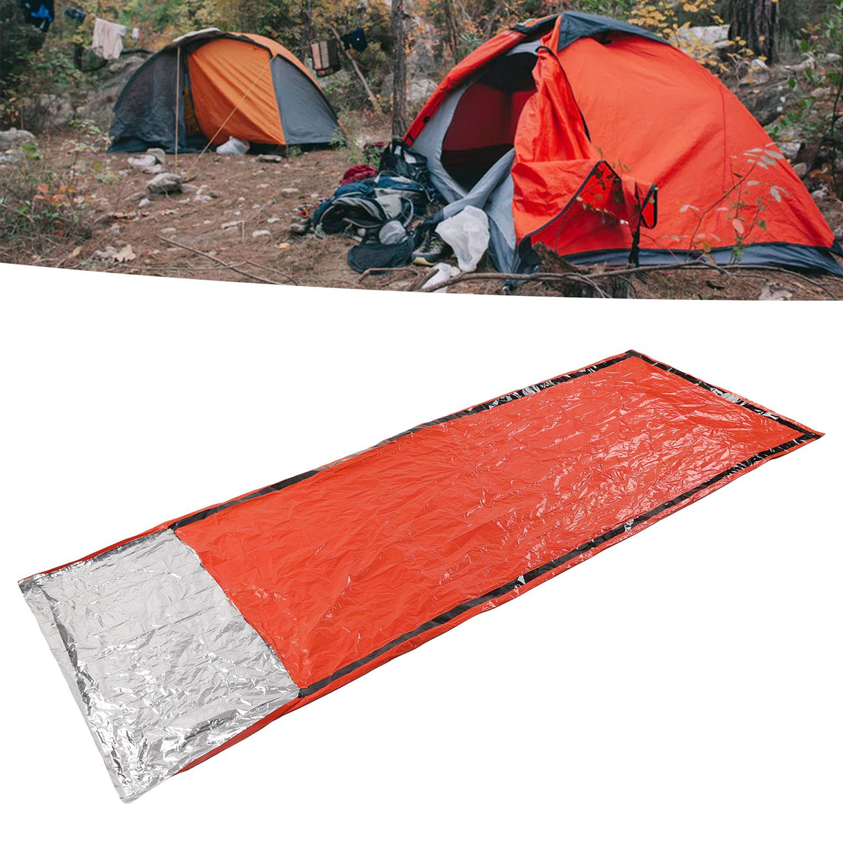 Sleeping Bag Emergency Sleeping Bag PE Aluminum Film Outdoor Survival Mummy Bag for Camping Traveling